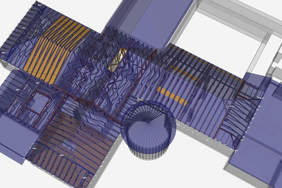 3D blueprints for a 25x50 commercial pole barn
