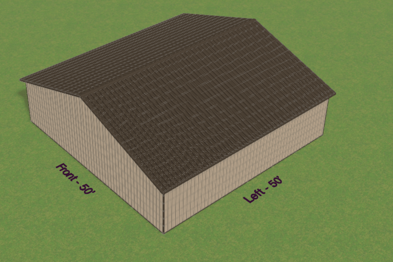3d design of a 50x50 barndominium kit