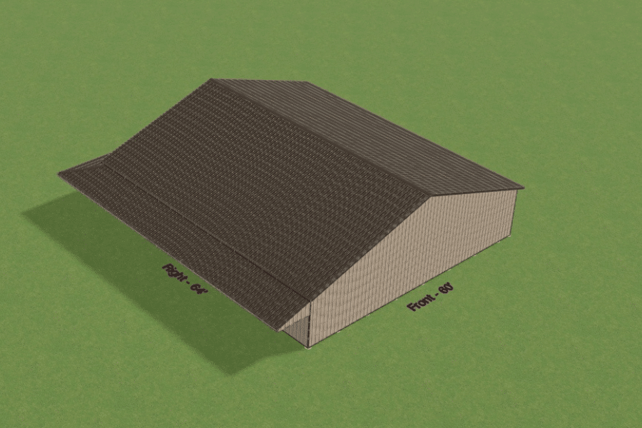 60x64 commercial pole barn being designed in 3D