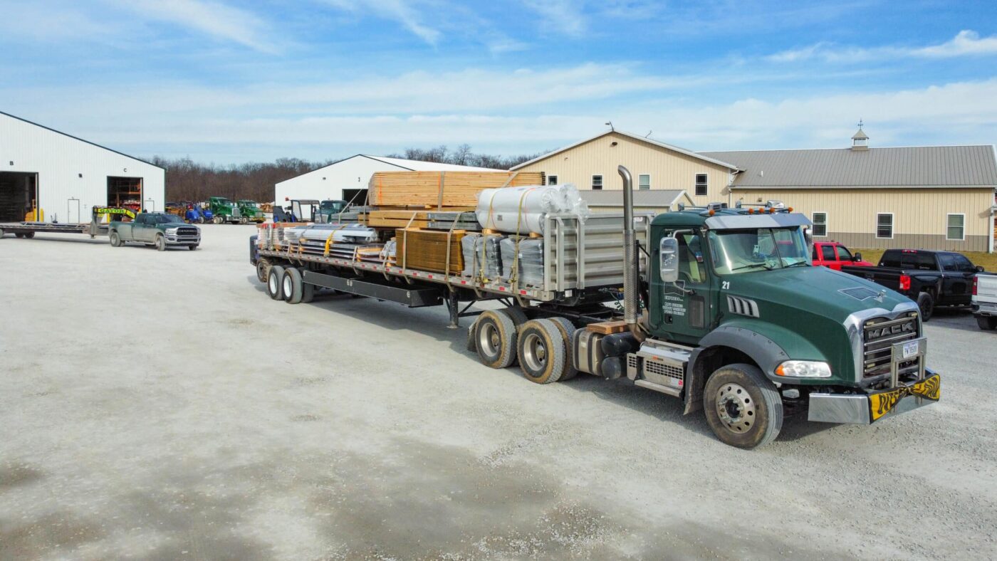Delivery Truck For 20x50 Pole Barn Garage Kits