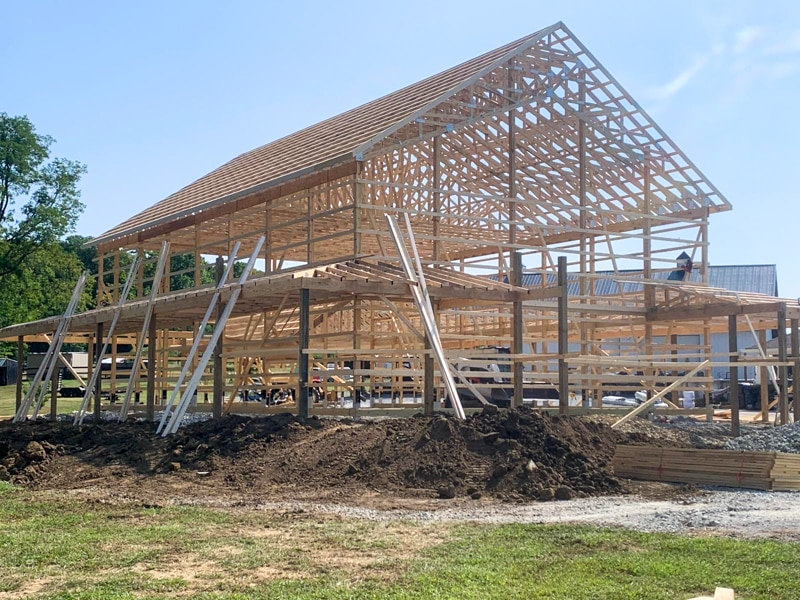 agricultural pole barn featuring roof trusses from CMT Components