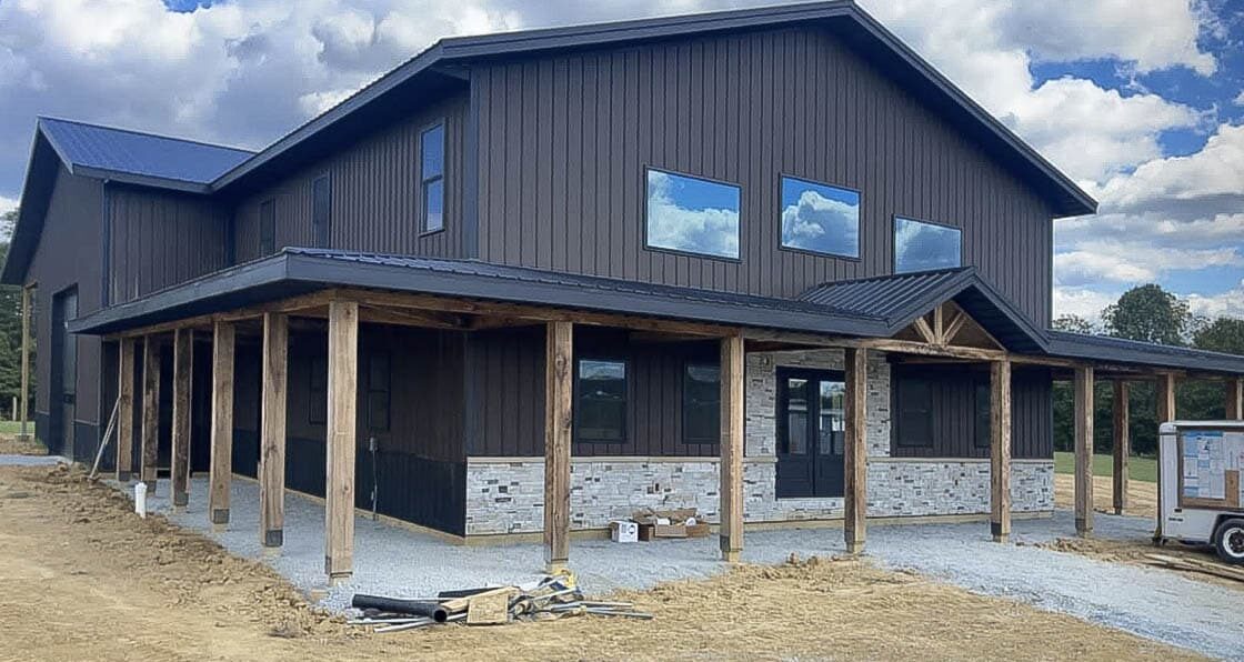 black 60x64 commercial pole barn