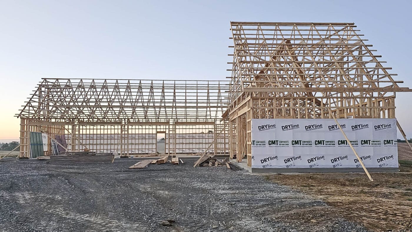 Exposed building frame on building under construction in Cynthiana OH