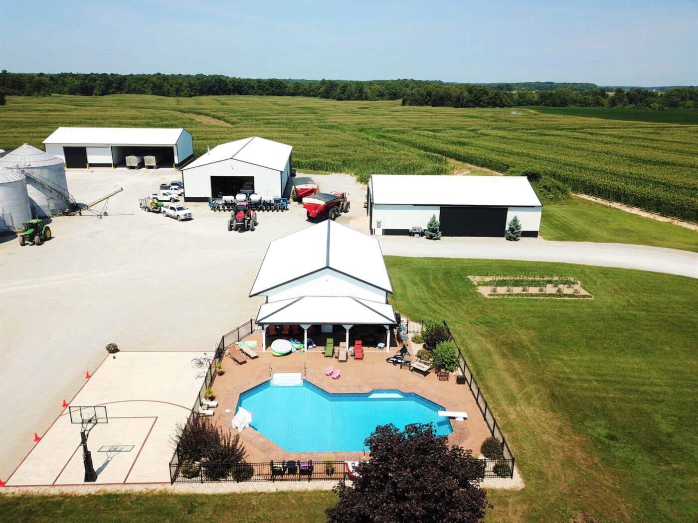 pole barn with pool