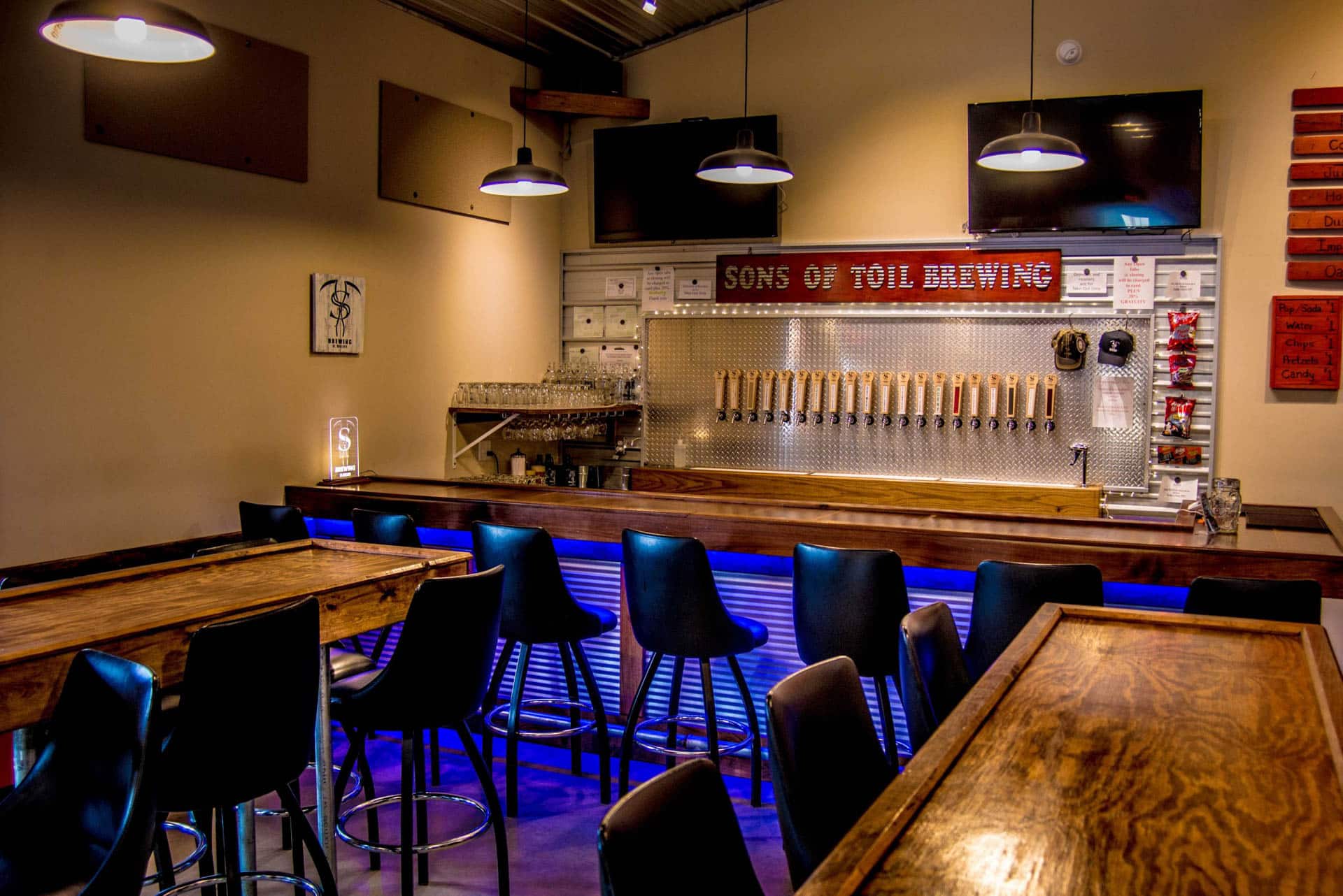 interior of a commercial pole barn bar