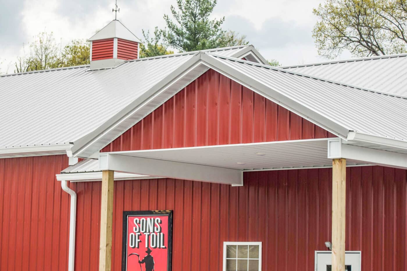 red commercial pole barn