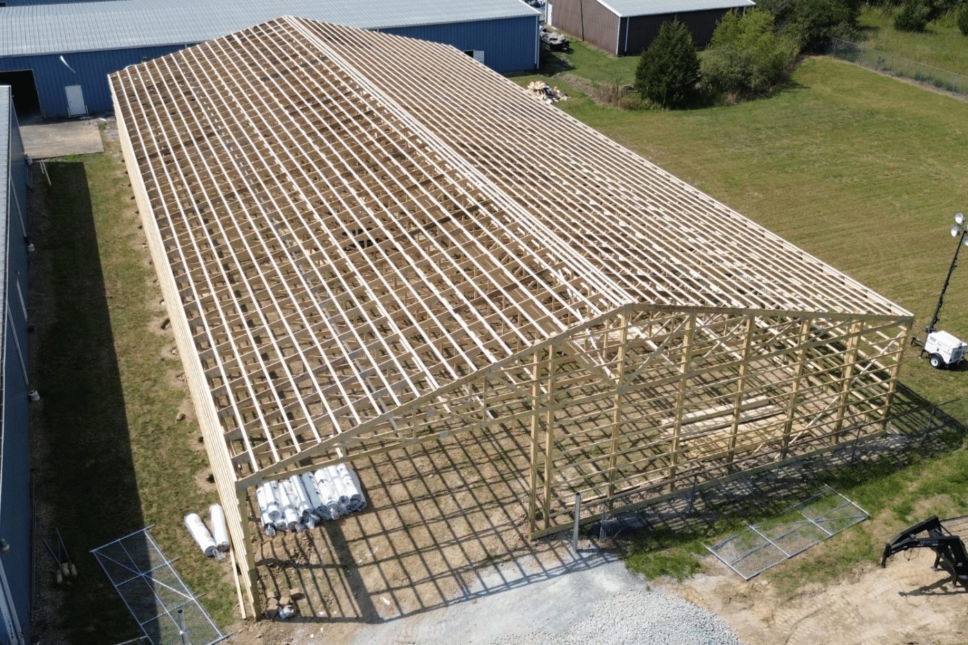 completed roof truss for 24x40 garage pole barn kit in felicity ohio