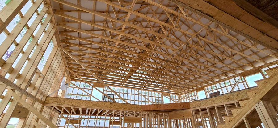 roof trusses inside house in west union