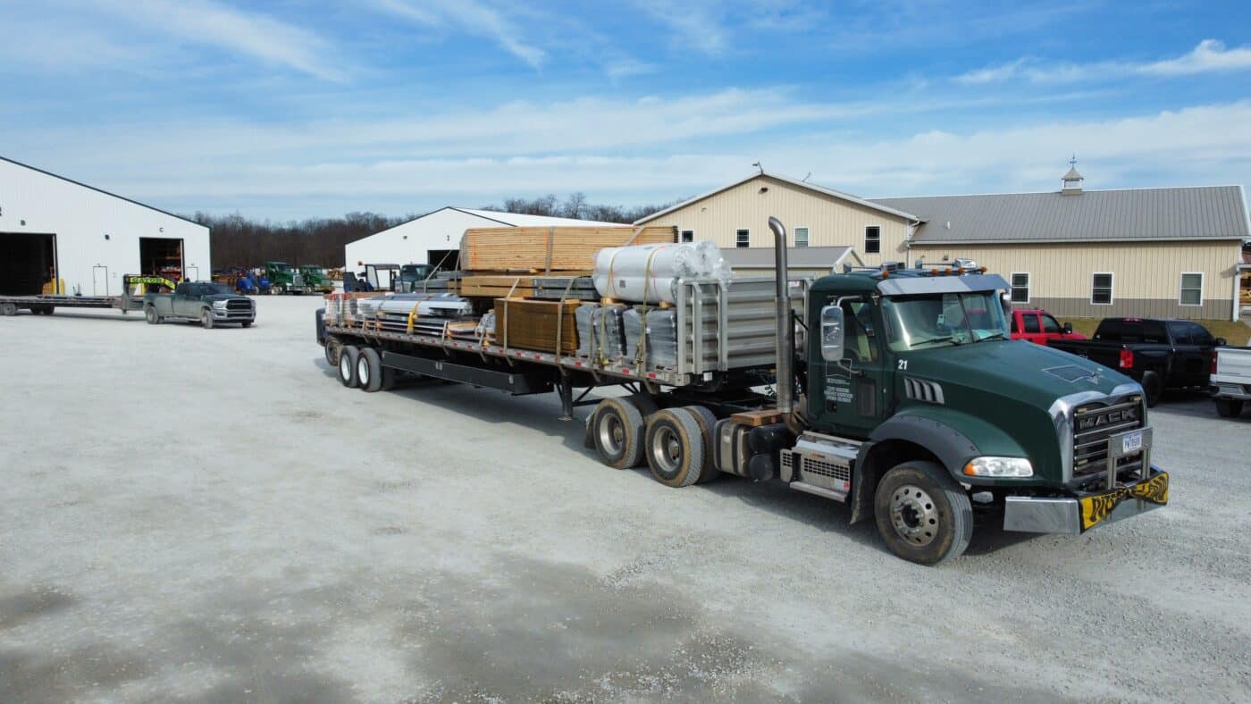 CMT delivery truck ready to deliver supplies to a job site